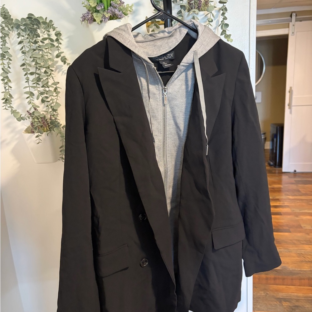 Rachel Zoe Black Blazer with Gray Hooded Lining